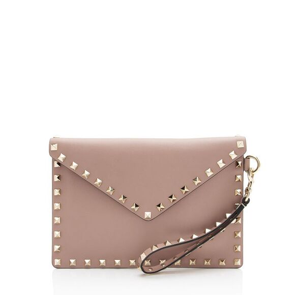 Valentino Handbags - Valentino Leather Rockstud V-Flap Wristlet